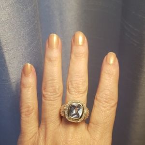 Sliver plated Swarovski crystal topaz ring